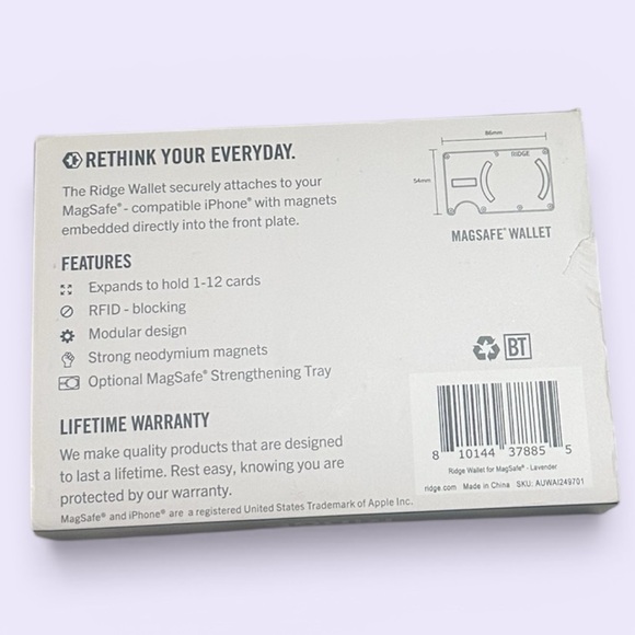 Ridge MagSafe Wallet - Lavender Aluminum Card Holder NIB - Picture 2 of 12